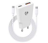 Nedis, Cargador GaN PD 30W con Puerto USB-C y USB-A con Cable USB-C a USB-C