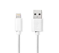 Nedis Ccgl39300Wt20 Lightning Kabel Usb 2.0 Apple Lightning 8-Pins Usb-A Male 480 Mbps Vernikkeld 2.00 M Rond Pvc Wit Label