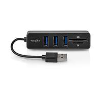 Nedis - Concentrador USB - 1x USB-A - 3X USB A Hembra - 5 Puertos - USB 2.0 - USB Alimentado - SD y MicroSD