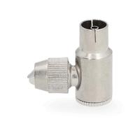 NEDIS Conector IEC (coaxial) - acodado 90° - hembra - niquelado - 75 ohmios - tornillo - Diámetro de entrada del cable: 7,0 mm - Metal - Plata - 2 unidades - Caja de regalo con Euro Lock