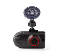 NEDIS Dash CAM Wide Quad HD, cámara Dual de 1440p, ángulo de visión de 140, LCD de 2.4 Pulgadas, Adaptador de Coche, Negro/Rojo