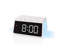 NEDIS Despertador inalámbrico de Carga | Certificado Qi | 5/7.5/10/15 W | Conector USB-A | Luz Nocturna | 2 alarmas | Función de repetición