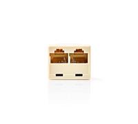 NEDIS Divisor de Red para teléfono | RJ45 Hembra | 2 x RJ45 Hembra | niquelado | Marfil | Caja de PVC