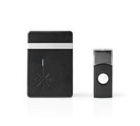 NEDIS DOORB212BK - Juego de timbre inalámbrico | Funciona con pilas | 3 V CC | 2 pilas AA | 1 x CR2032 | Baterías incluidas | Volumen: 80 dB | Rango de señal: 300 m | IP44 | 36 melodías | 1 receptor |