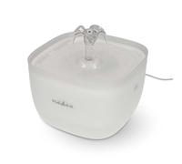 Nedis Fuente de agua para gatos y perros, 2 L, ultrasilenciosa, 40 dB, fuente de agua para mascotas, alimentada por USB, dispensador automático de agua con flujo de 360°, filtración multicapa, luz