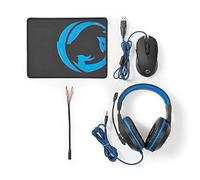 Nedis Auricular + Ratón + Alfombrilla Azul-Negro - Pack Gaming 3 En 1
