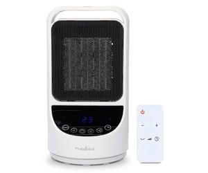 Nedis HTFA22WTW | Calefactor cerámico PTC inteligente | Wi-Fi | 1500 W | 2 niveles de calor | Oscilación | Pantalla de temperatura 10-49 °C | Control por app SmartLife | Blanco