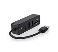 Nedis Hub USB | Conector USB-A | 3 x USB A Hembra | 5 Puertos (s) | USB 3.2 Gen 1 | Alimentación a través de USB | 5 Gbps | SD y MicroSD
