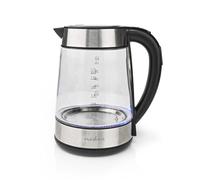 Nedis KAWK320EGS Hervidor de Agua Eléctrico - 1,7 L - Recipiente de Cristal - 5 Temperaturas - Indicador Digital - Base 360° - Controlador Strix - Protección Boil-Dry - Transparente