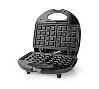 Nedis KAWP200BK gofrera 2 barquillo(s) 750 W Negro, Plata