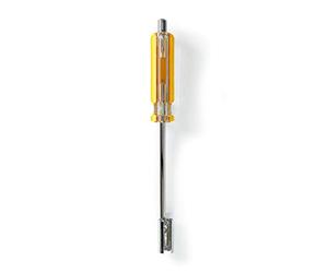Nedis Llave de conector F 2 en 1 y herramienta de destornillador, tensor de cable coaxial para enchufes F de difícil acceso, mango ABS, longitud del eje 6.1 pulgadas, amarillo