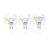Nedis Lw30Crgu11 Bombilla Led Inteligente con Wi-Fi, Blanco Cálido, Hasta Frío Gu10 Paquete de 3 Unidades