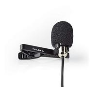 NEDIS Micrófono de Clip, micrófono omnidireccional Lavalier con Parabrisas, Cable de 1,8 m, Compatible con Smartphones, cámaras, tabletas, PC