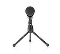 NEDIS Micrófono - Micrófono de Condensador - Patrón Polar omnidireccional - Soporte de micrófono Ajustable - Negro