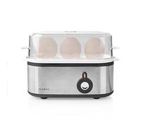 Nedis olla eléctrica para huevos - De acero inoxidable, para hasta 3 huevos - Apto para lavavajillas - Con 3 grados de dureza y control de tiempo y temperatura - Aluminio negro