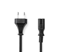 nedis PCGB11040BK20 Cable de Alimentación Europeo Recto Macho IEC-320-C7, 2 M, Negro