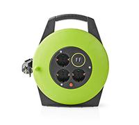 NEDIS PECCR10UFGN Carrete de cable | Schuko | 10.0 m | 3000 W | 16 A | Tipo de conexión a tierra: contactos laterales | 230 ~ V 50/60Hz | Ángulo de enchufe: 90° | H05VV-F 3G1.5mm² | Fusible: Sí |