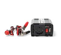 Nedis PIM30012FGY - Inversor de Corriente Onda modificada - 12 V DC a 230 V AC - 300 W - Pico 600 W - Salida Tipo F y USB-A - 50 Hz - Plateado