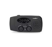 Radio de emergencia con AM/FM, batería externa y linterna LED, color negro