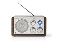 Nedis Radio FM RDFM5110BN | Mesa ejecución | FM | Fuente de alimentación | Analógica | 15W | Marrón/Plata