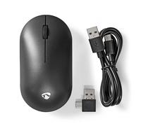 Nedis Ratón inalámbrico recargable silencioso ambidiestro de 1200 dpi,