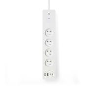 Nedis Regleta Conectada Wi-Fi 4 Tomas 3680W 2m con 4 Puertos USB, Blanco