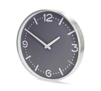 NEDIS Reloj de Pared analógico, Movimiento de Cuarzo silencioso sin tictac, Marco de Aluminio Moderno para el hogar y la Oficina, fácil de Leer, 30 cm de diámetro, Color Plateado y Gris