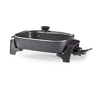 Nedis sartén eléctrica - Sartén multifuncional de aluminio fundido y con tapa de cristal - Adecuada para el lavavajillas - diámetro de 40 cm - Negro