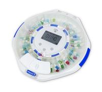 Nedis Smart - Dispensador de pastillas (Wi-Fi, 28 compartimentos, número de alarmas: 9 alarmas por día, luz/pitido/voz, pantalla LCD, color blanco