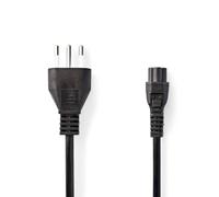 NEDIS Stromkabel | Italien Stecker | IEC-320-C5 | Gerade | Gerade | Vernickelt | 2.00 m | Rund | PVC | Schwarz | Label