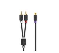 Nedis Subwoofer Audio Cable 2 RCA Macho a RCA Hembra 0,2m, Gris antracita