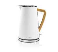 Nedis Tetera eléctrica - Elegante diseño Retro - con Capacidad de 1,7 litros, Filtro antical, Base giratoria de 360 Grados sin Cable y protección contra Funcionamiento en seco - Blanco