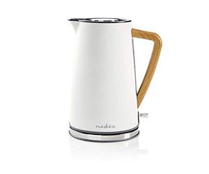 Nedis Tetera eléctrica - Elegante diseño Retro - con Capacidad de 1,7 litros, Filtro antical, Base giratoria de 360 Grados sin Cable y protección contra Funcionamiento en seco - Blanco