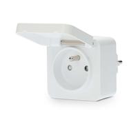 Nedis Toma Conectada Wi-Fi IP44 Wattmeter 3680W Tipo E con Solapa,