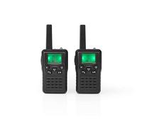 NEDIS Walkie-Talkie MicroUSB Recargable, Tiempo de conversación de 6 Horas, Alcance de 10 km, Base de Carga, 2 Piezas, Negro