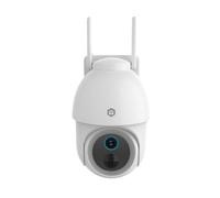 Nedis WIFICBO51WT - Telecamera intelligente WLAN per esterni, 3MP 1296p, orientabile a 355°, visione notturna a Colori, Sirena e faretto, IP65, Audio a Due Vie, microSD e Memoria Cloud, Bianco