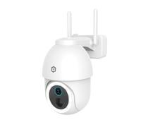Nedis WIFICBO51WT - Telecamera intelligente WLAN per esterni, 3MP 1296p, orientabile a 355°, visione notturna a Colori, Sirena e faretto, IP65, Audio a Due Vie, microSD e Memoria Cloud, Bianco