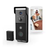 Nedis WIFICDP31BK | Timbre Inteligente Wi-Fi con cámara Dual | 4MP 1080p | Gran Angular 115° | Visión Nocturna en Color | Detección de Movimiento | Audio bidireccional | Batería 4400 mAh | Negro