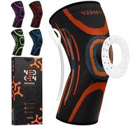 NeDKeN Rodillera - Rodilleras Ortopédicas para Menisco y Ligamentos, Compresión Estabilizadora y Soporte Deportivo para Rodilla, Ideal para Running, CrossFit, Baloncesto y Fútbol (Naranja, XL)