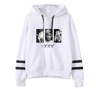 NEDLON Sudadera con capucha Xxxtentacion, camisetas con capucha, sudaderas con estampado de entrenamiento, ropa de moda cómoda para mujer y hombre, ropa de manga larga(White-A,L)