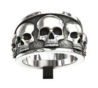 NEDOES Anillo de calavera con cabeza de fantasma para hombre dominante a la moda, anillo de fantasma de motorista Punk Vintage, joyería gótica masculina
