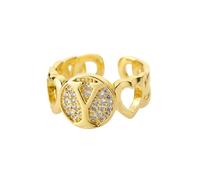 NEDOES Anillos con letras de circón de arcoíris para mujer, anillo de acero inoxidable de Color dorado, anillos ajustables para parejas de bodas, joyería Bohemia