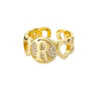NEDOES Anillos con letras de circón de arcoíris para mujer, anillo de acero inoxidable de Color dorado, anillos ajustables para parejas de bodas, joyería Bohemia