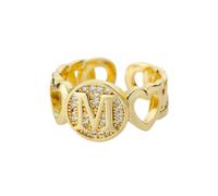 NEDOES Anillos con letras de circón de arcoíris para mujer, anillo de acero inoxidable de Color dorado, anillos ajustables para parejas de bodas, joyería Bohemia