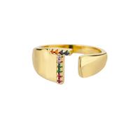 NEDOES Rainbow Zircon Letter Rings for Women Color Gold Stainless Steel Ring Adjustable Wedding Couple Rings Boho Jewelry