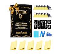 Neebol Kit de piel de práctica de tatuaje para principiantes, piel falsa para práctica de tatuajes con papel de transferencia y guía para principiantes, kit de entrenamiento de tatuaje para práctica