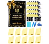 Neebol Kit de piel de práctica de tatuaje para principiantes, piel falsa para práctica de tatuajes con papel de transferencia y guía para principiantes, kit de entrenamiento de tatuaje para práctica