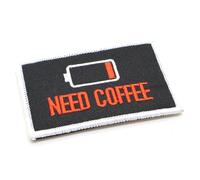 Need Coffee Morale - Parche táctico bordado de tela para chaleco, 8,2 cm x 5,2 cm, gancho y bucle, parches divertidos militares de las fuerzas de airsoft