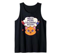 Need More Coloring Books Cute Cat & Colored Pencil Design Camiseta sin Mangas