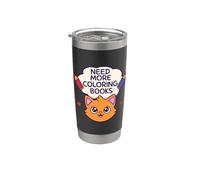 Need More Coloring Books Cute Cat & Colored Pencil Design Vaso térmico de acero inoxidable de doble pared